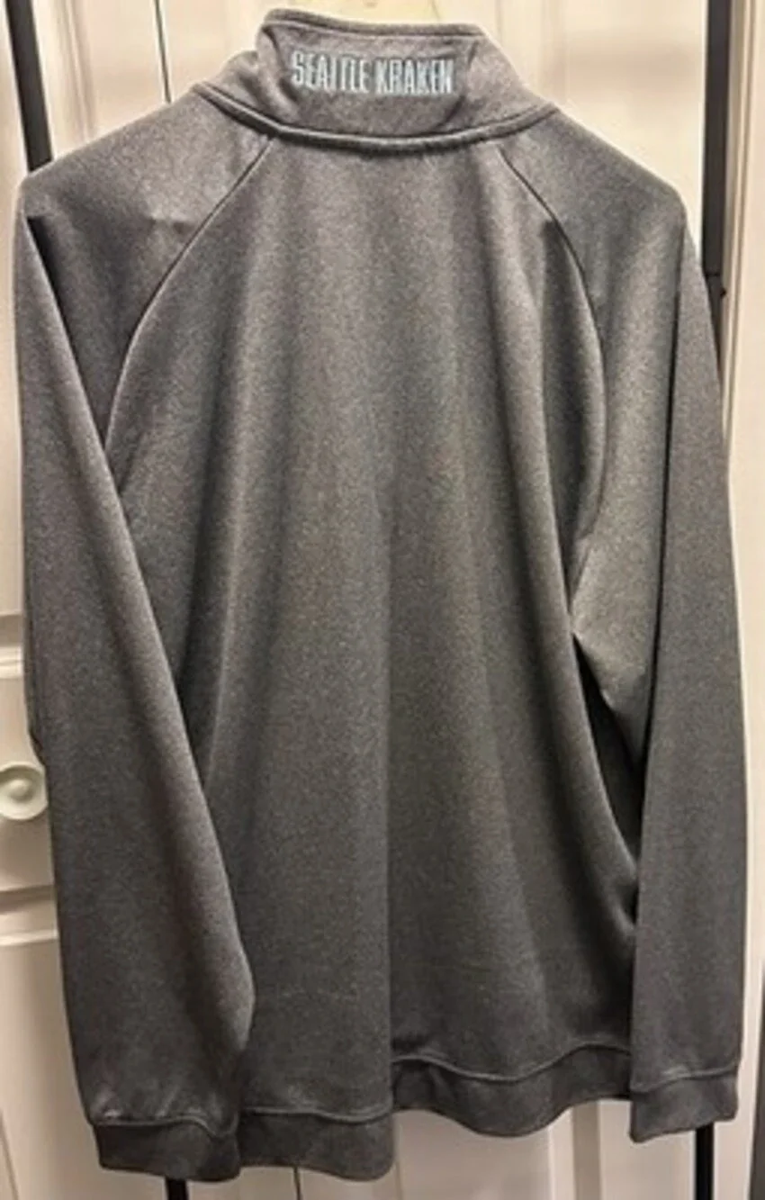 NHL Seattle Kraken Long Sleeve Jacket XL Gray Hockey 1/4 Zip 100% Polyester